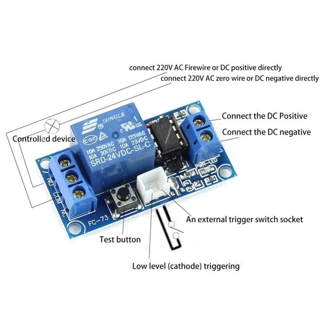 Alt view image 5 of 6 - 2pcs 24V Single Bistable Self-Locking Relay Module Push to Start and Stop