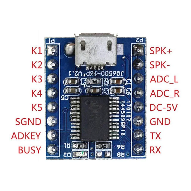 Alt view image 4 of 5 - 2pcs JQ6500 Voice Module Sound Module MCU 5 Channel Serial Control MP3 Music Pla