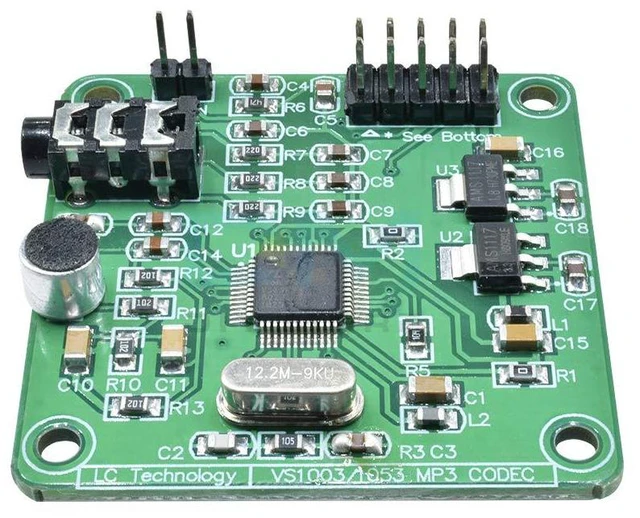 Alt view image 2 of 6 - VS1053 MP3 Audio Player Module Audio Decoder Board Onboard Recording Microphone