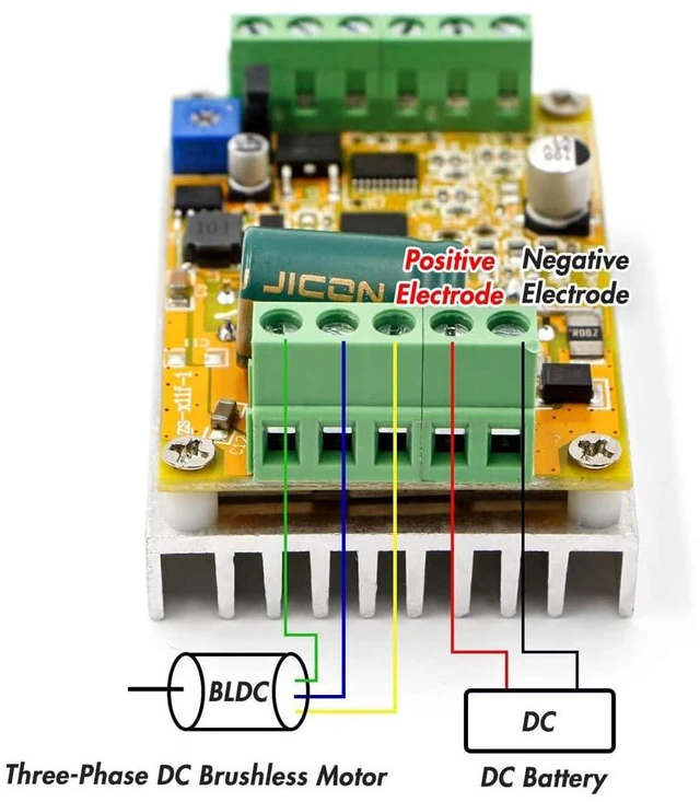 Alt view image 2 of 7 - 380W 6.5-50V PWM DC Brushless Electric Motor Speed Controller with Hall-Less