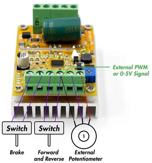 Alt view image 3 of 7 - 380W 6.5-50V PWM DC Brushless Electric Motor Speed Controller with Hall-Less