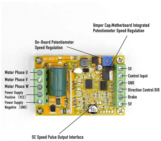 Alt view image 4 of 7 - 380W 6.5-50V PWM DC Brushless Electric Motor Speed Controller with Hall-Less