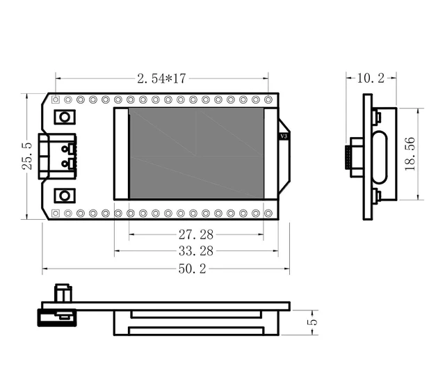 Alt view image 4 of 7 - ESP32 OLED WiFi Kit V3 Type-C ESP-32 0.96 Inch Blue OLED Display WiFi+Bluetooth