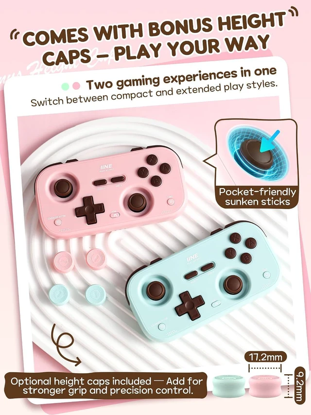 Alt view image 3 of 7 - Retro Pocket Game Controller with Hall Effect Joysticks, Switch 1 & 2 Compatible