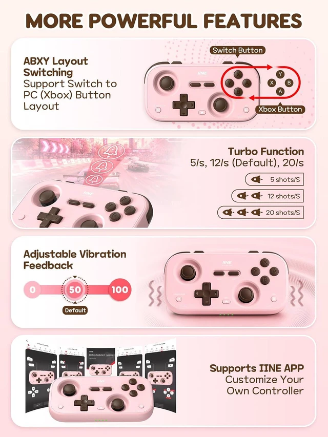 Alt view image 7 of 7 - Retro Pocket Game Controller with Hall Effect Joysticks, Switch 1 & 2 Compatible