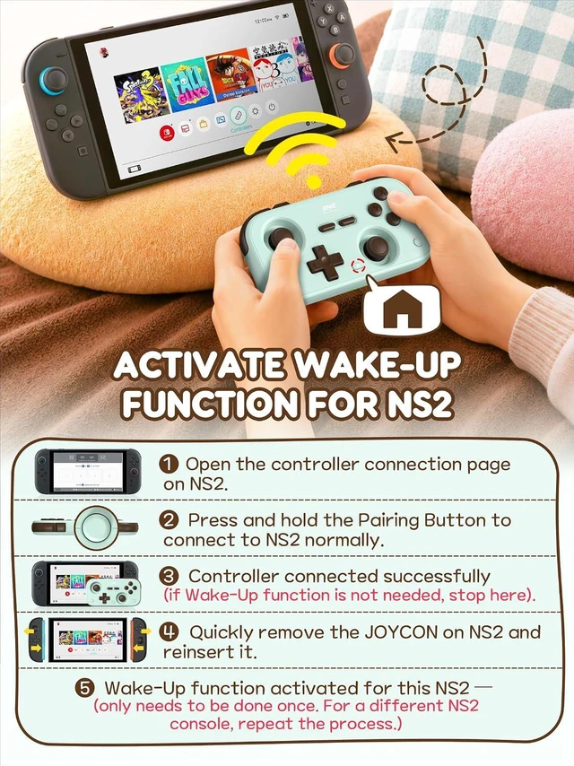 Alt view image 4 of 7 - Retro Pocket Game Controller with Hall Effect Joysticks, Switch 1 & 2 Compatible