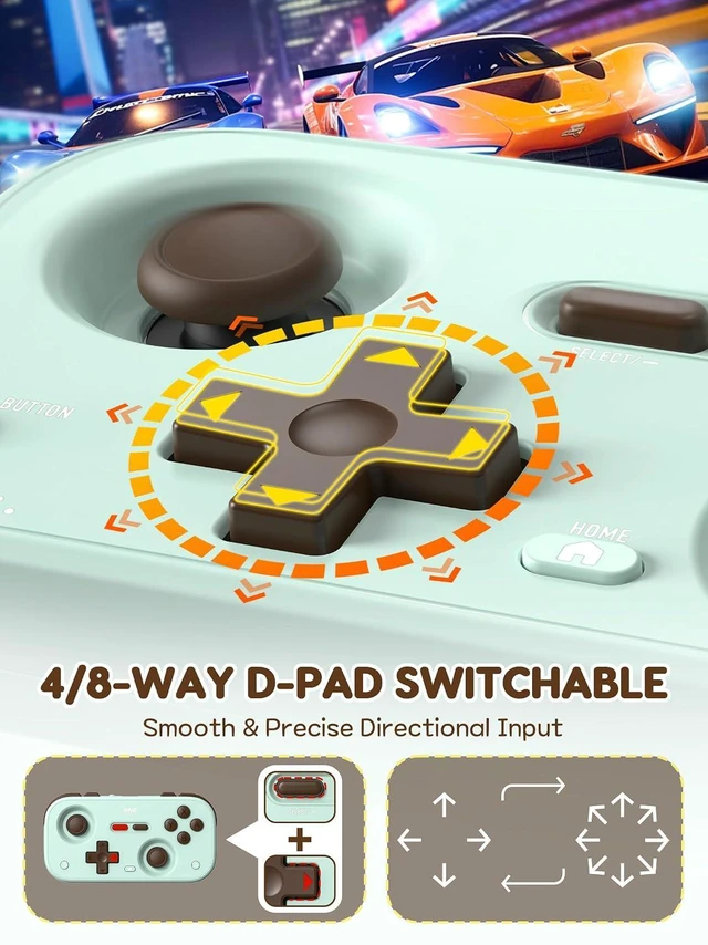 Alt view image 5 of 7 - Retro Pocket Game Controller with Hall Effect Joysticks, Switch 1 & 2 Compatible