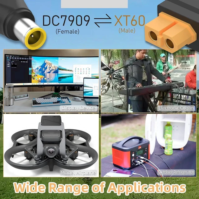 Alt view image 4 of 5 - XT60 to DC 7.9mm X 0.9mm Adapter, XT60 Female to DC 7909 Male Connectors Adapter