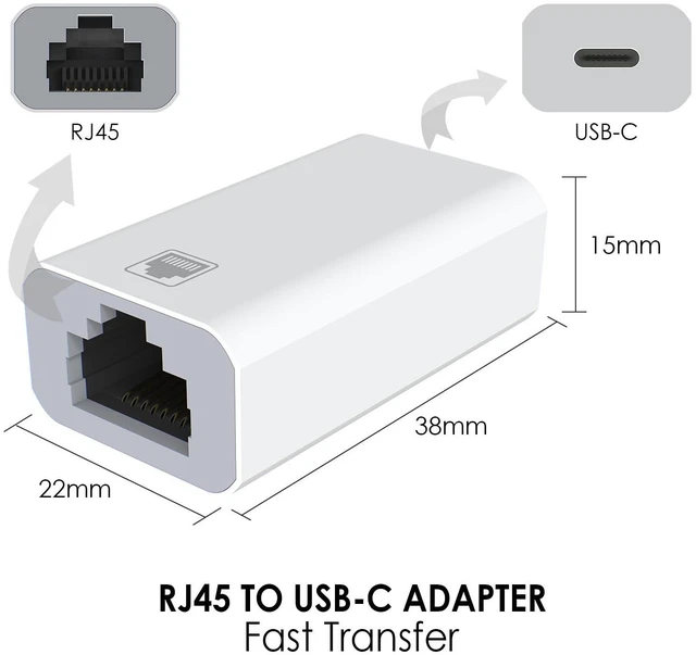 Alt view image 2 of 6 - USB C to RJ45 Ethernet Adapter, Gigabit 100Mbps Network LAN Converter, USB-C Fem