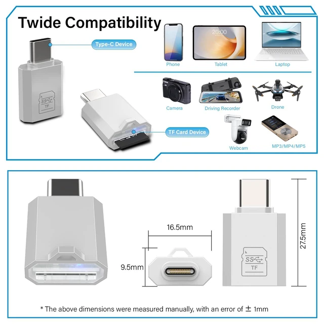 Alt view image 2 of 6 - Type-C Mobile Card Reader SD Card Reader OTG Flash Drive TF Card SD Card Camera