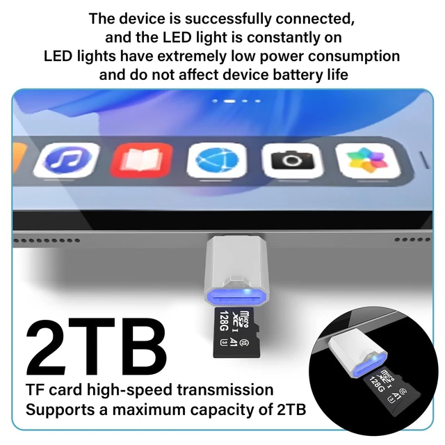 Alt view image 6 of 6 - Type-C Mobile Card Reader SD Card Reader OTG Flash Drive TF Card SD Card Camera
