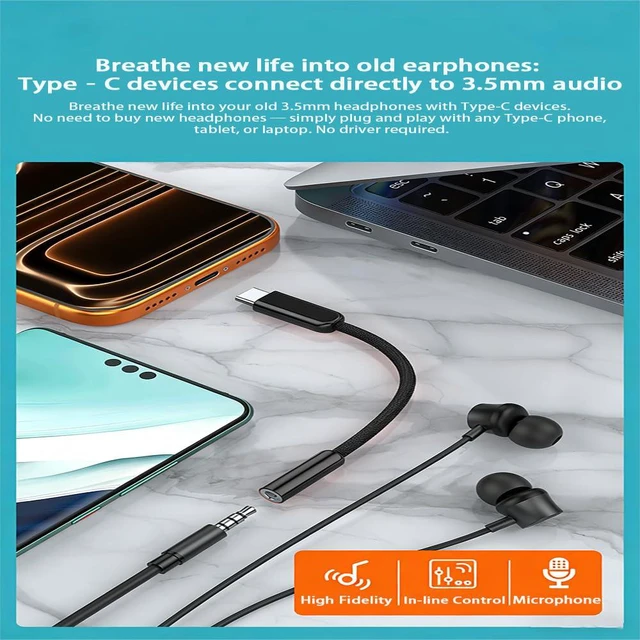 Alt view image 4 of 5 - USB C to 3.5mm Headphone Jack Adapter,Aux to USB C Adapter