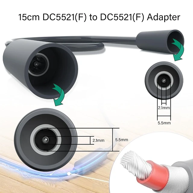 Alt view image 2 of 6 - for Starlink Mini,18AWG Female-to-Female DC Connector