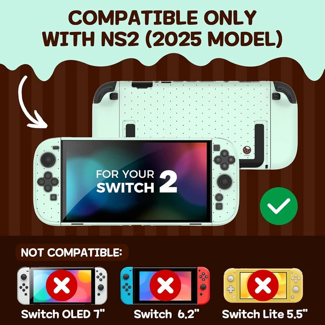 Alt view image 5 of 7 - Protective Case Set for Switch 2, Cute Polka Dot Full Cover Case with Back Shell