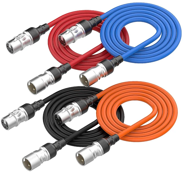 Main image of XLR Cables 25 FT 4 Pack 4 Colors, Durable XLR Male to Female Microphone Cable, P