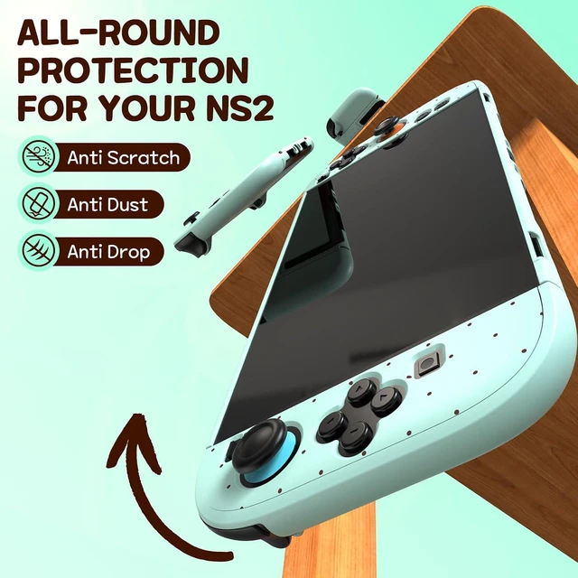 Alt view image 7 of 7 - Protective Case Set for Switch 2, Cute Polka Dot Full Cover Case with Back Shell