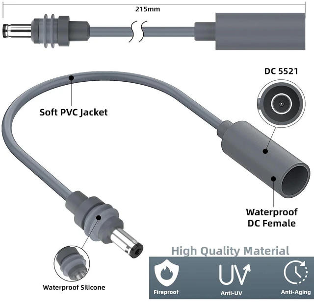 Alt view image 3 of 6 - for Starlink Mini Extension Cable DC Male-to-Female Power Adapter Cable