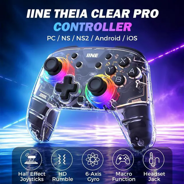 Alt view image 2 of 7 - Theia Clear Pro Gaming Controller for PC/Switch 2 Hall Effect RGB