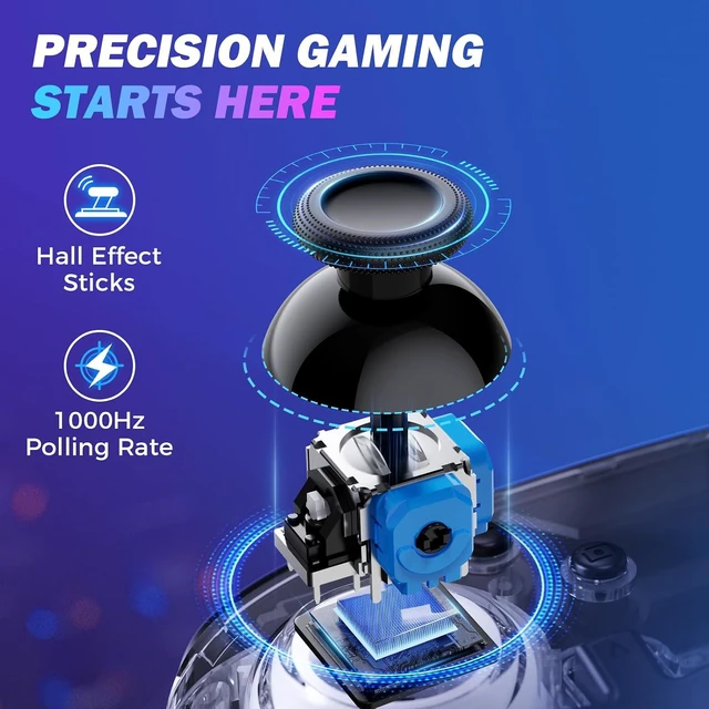 Alt view image 3 of 7 - Theia Clear Pro Gaming Controller for PC/Switch 2 Hall Effect RGB