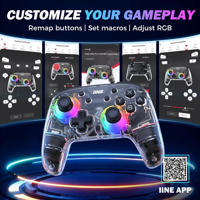 Alt view image 5 of 7 - Theia Clear Pro Gaming Controller for PC/Switch 2 Hall Effect RGB