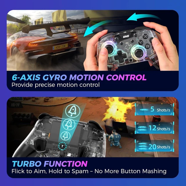 Alt view image 6 of 7 - Theia Clear Pro Gaming Controller for PC/Switch 2 Hall Effect RGB