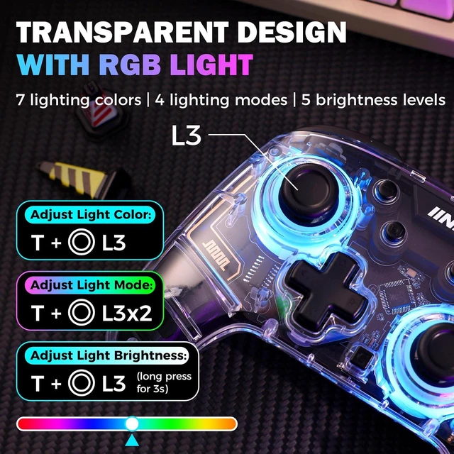 Alt view image 7 of 7 - Theia Clear Pro Gaming Controller for PC/Switch 2 Hall Effect RGB