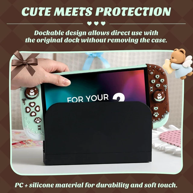 Alt view image 3 of 7 - Protective Case Set compatible with Switch 2, Mint Choco Bear