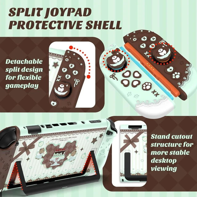 Alt view image 4 of 7 - Protective Case Set compatible with Switch 2, Mint Choco Bear
