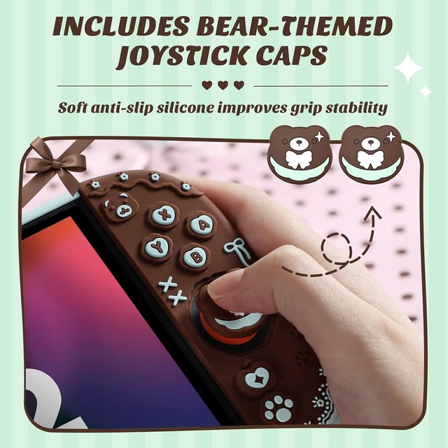 Alt view image 6 of 7 - Protective Case Set compatible with Switch 2, Mint Choco Bear
