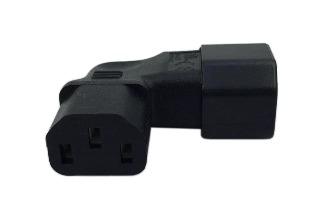 Alt view image 3 of 6 - Right Angle IEC 320 C14 3 Pin Male to C13 Female PDU PSU UPS Power Extension Ada