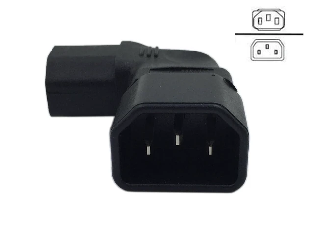 Alt view image 2 of 6 - Right Angle IEC 320 C14 3 Pin Male to C13 Female PDU PSU UPS Power Extension Ada