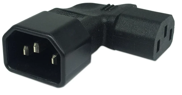 Main image of Left Angle IEC 320 C14 3 Pin Male to C13 Female PDU PSU UPS Power Extension Adap