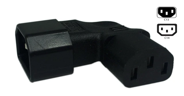 Alt view image 2 of 6 - Left Angle IEC 320 C14 3 Pin Male to C13 Female PDU PSU UPS Power Extension Adap