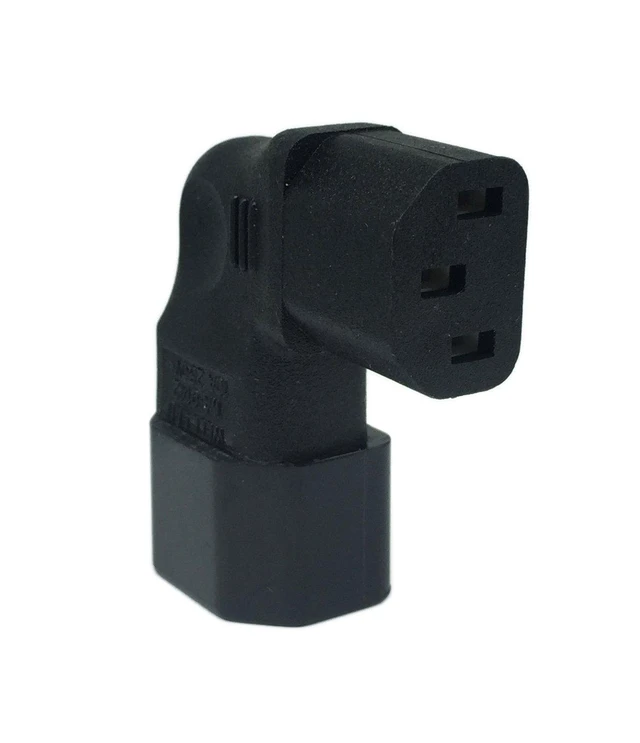 Alt view image 6 of 6 - Left Angle IEC 320 C14 3 Pin Male to C13 Female PDU PSU UPS Power Extension Adap