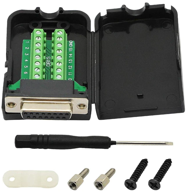Main image of DB15 Breakout Connector, Serial Female to DB15 Screw Terminal Signal Module with