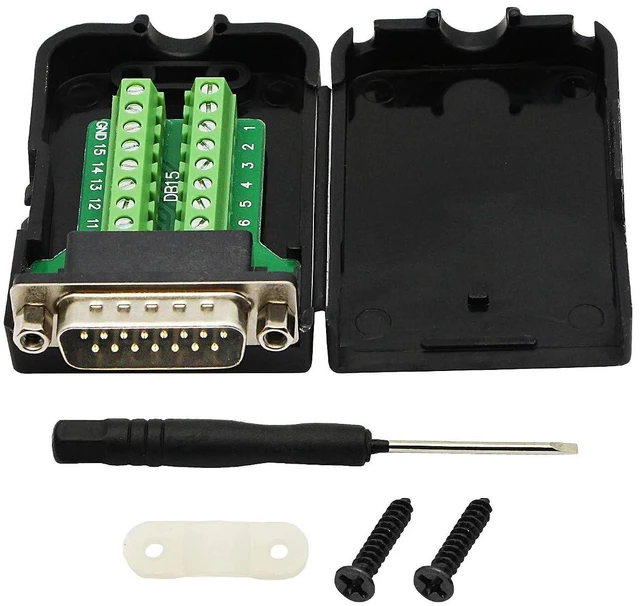 Main image of DB15 Breakout Connector - DB15 Screw Wiring Terminal Signal Module Breakout PCB