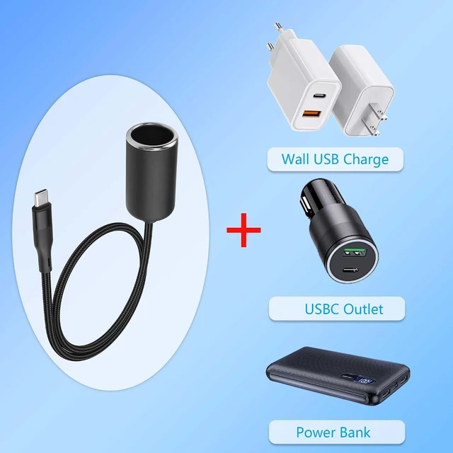 Alt view image 5 of 6 - PD 12V USB-C to Car Cigarette Lighter Adapter, 36W PD Fast Charger Cable for Das