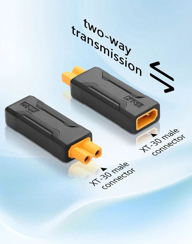 Alt view image 2 of 6 - 2 Pack XT30 Male to Female Connector Adapter Bidirectional Power Transfer for RC