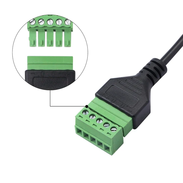 Alt view image 4 of 7 - 1ft Micro USB Male to 5 Pins Screw Terminal Female Solderless Charging and Data