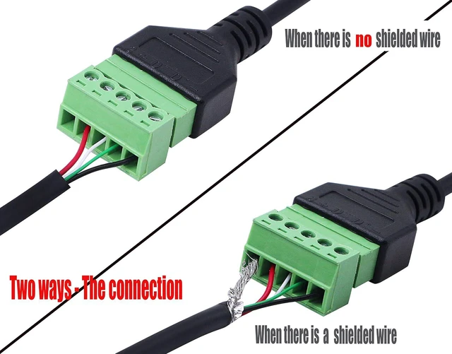 Alt view image 7 of 7 - 1ft Micro USB Male to 5 Pins Screw Terminal Female Solderless Charging and Data