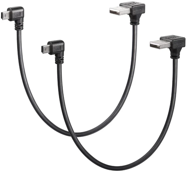 Main image of 90 Degree Mini USB Short Cable, 1ft Up Angle USB 2.0 Type A to Left Angle Mini B