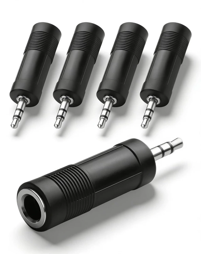 Main image of 6.5mm to 3.5mm Adapter, 3.5 mm(1/8'') 3 Pole Plug Male to 6.35 mm (1/4'') Jack F
