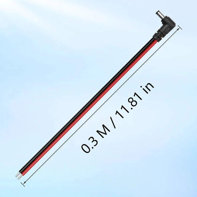 Alt view image 6 of 6 - 2PCS Right Angle DC5521 Power Pigtails Cable,1 FT 14AWG 5.5mm x 2.1mm DC Male Ba