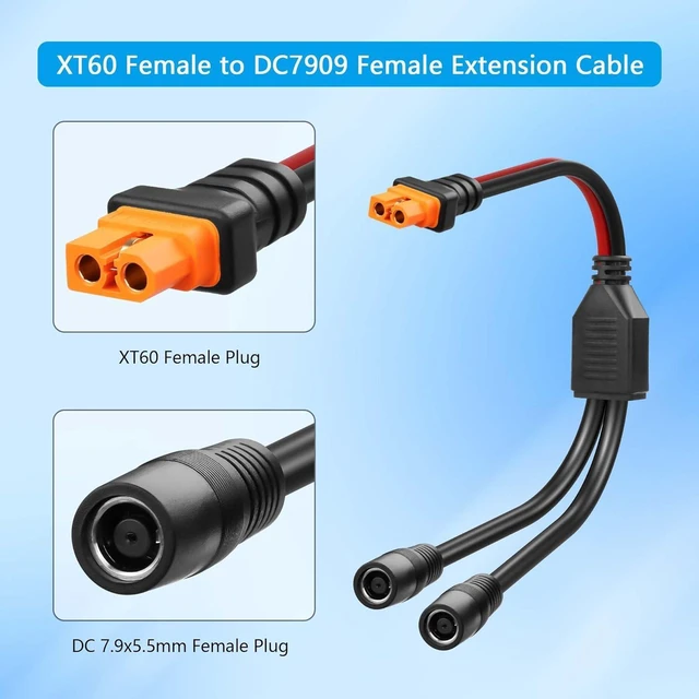 Alt view image 2 of 6 - 12AWG XT60I to DC8MM Y Splitter Power Cable XT-60I Female to Dual DC7909 Female