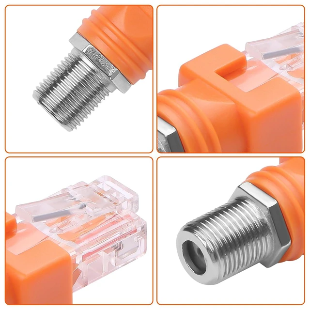 Alt view image 2 of 7 - F to RJ45 Converter Adapter 4 Pack R-F Female to RJ45 Male Ethernet Coaxial Coup
