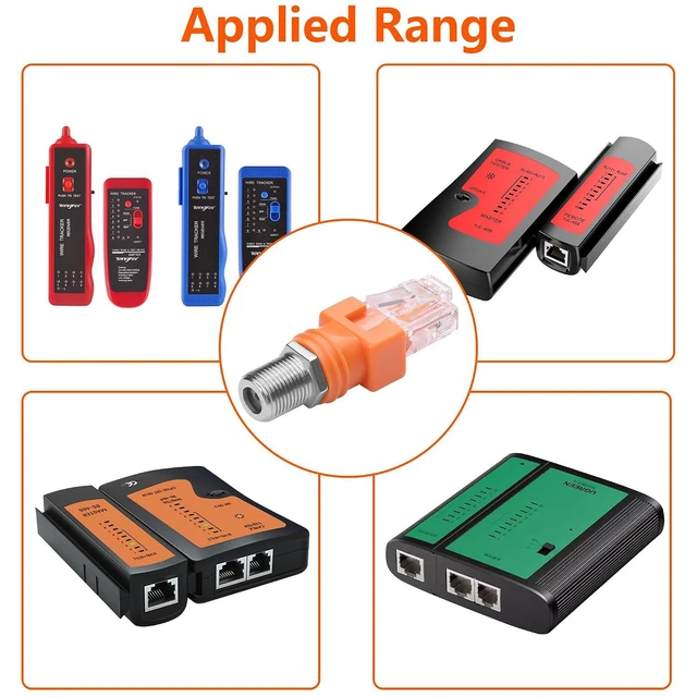 Alt view image 4 of 7 - F to RJ45 Converter Adapter 4 Pack R-F Female to RJ45 Male Ethernet Coaxial Coup