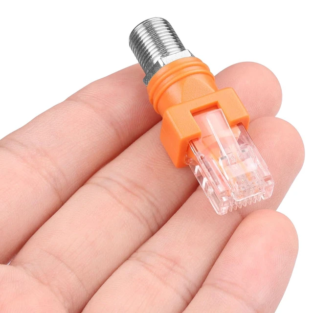 Alt view image 5 of 7 - F to RJ45 Converter Adapter 4 Pack R-F Female to RJ45 Male Ethernet Coaxial Coup