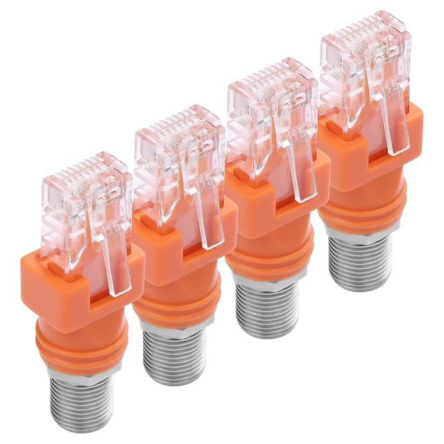 Alt view image 7 of 7 - F to RJ45 Converter Adapter 4 Pack R-F Female to RJ45 Male Ethernet Coaxial Coup