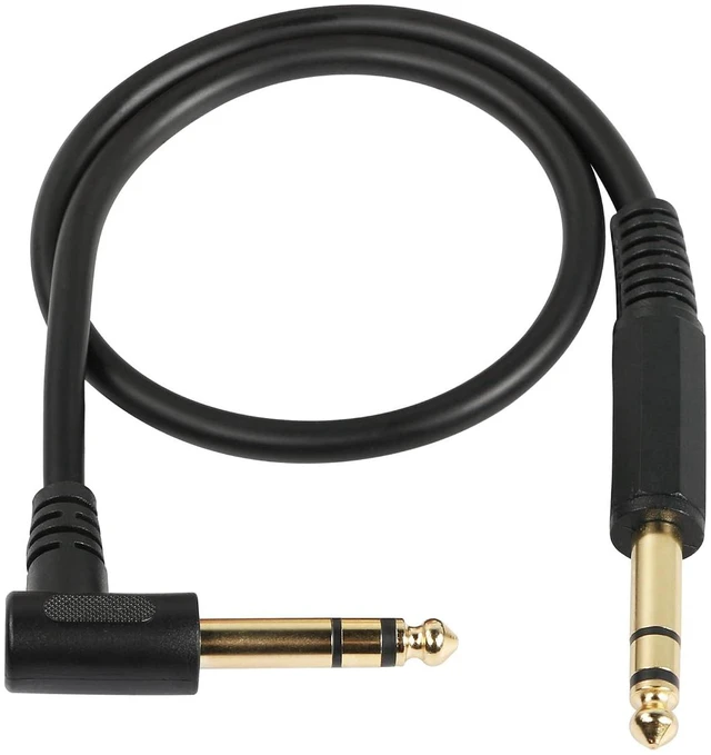 Main image of 1/4 Inch Guitar Instrument Cable, Right Angle 6.35mm Male TRS to 6.35mm Male TRS