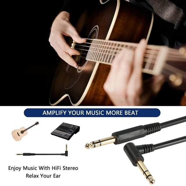 Alt view image 4 of 6 - 1/4 Inch Guitar Instrument Cable, Right Angle 6.35mm Male TRS to 6.35mm Male TRS